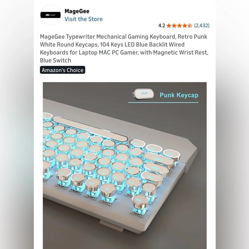 MageGee Retro White Mechanical Keyboard